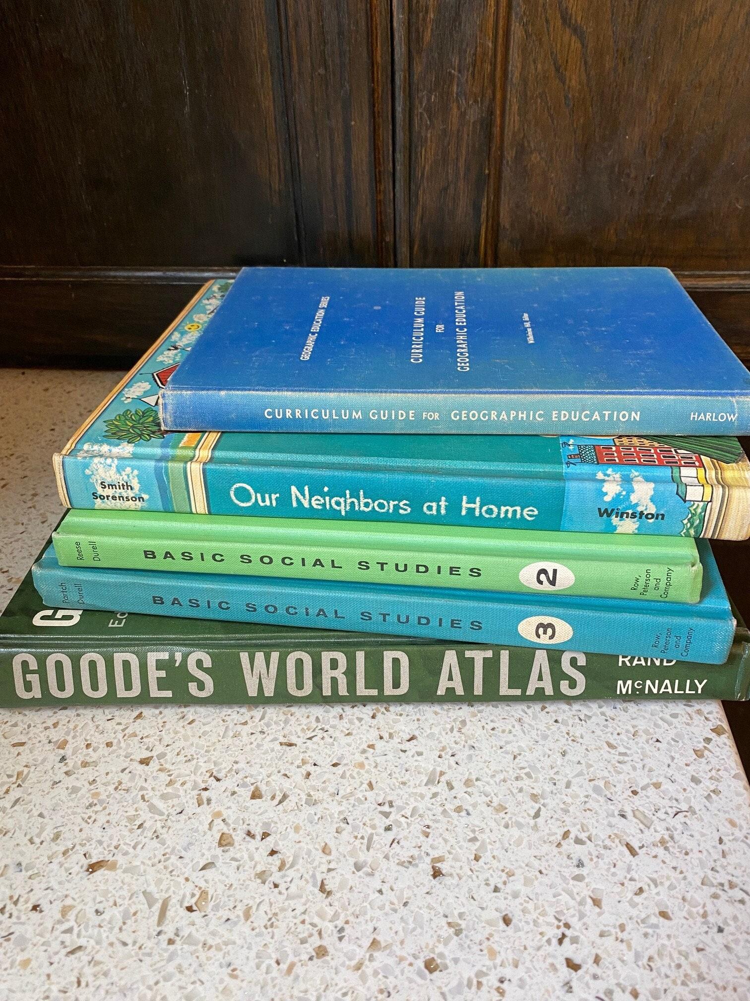5 Old Blue Textbooks. Social Studies Vintage Books. Old Textbooks ...